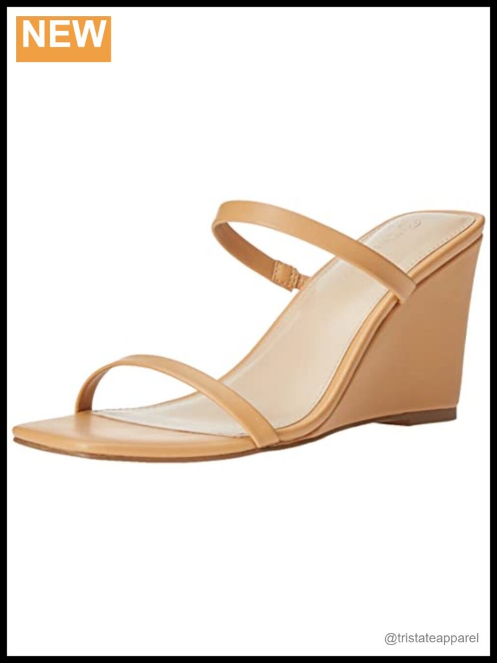 Sophia Two Strap Wedge Sandals Faux Leather Padded 3-Inch Casual
